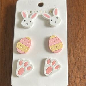 Cute Easter Bunny and Egg Earrings Set